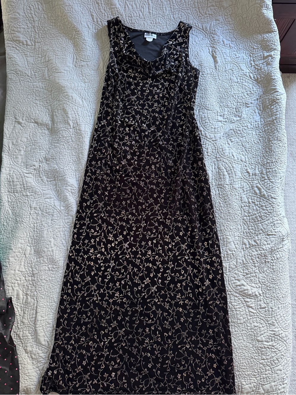 Drape front JBS vintage velvet black and gold maxi dress fairygrunge whismigoth